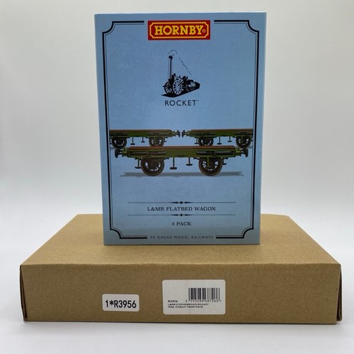 110 - Hornby R3956 train pack & R60014 3 pack OO gauge L&MR Stephenson's Rocket Mail Coach and L&MR flatbe... 