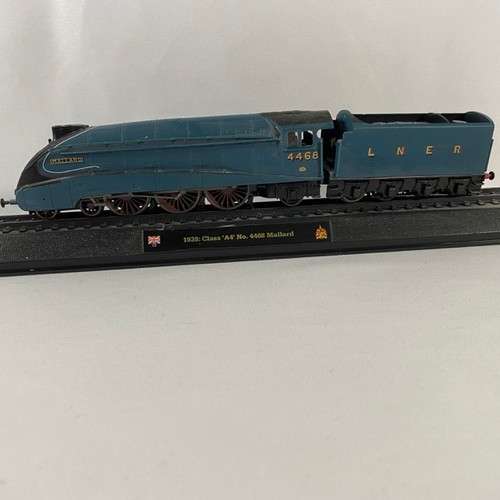 147 - Nine mounted Amercom 1/76 scale model steam locomotives, not motorised, including 928 Stowe, 4472 Fl... 