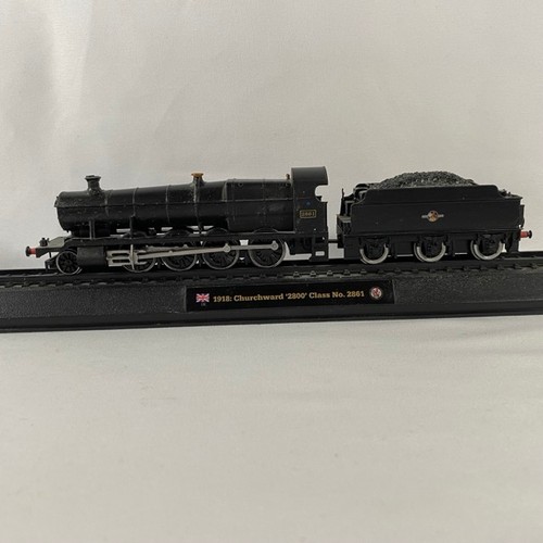 147 - Nine mounted Amercom 1/76 scale model steam locomotives, not motorised, including 928 Stowe, 4472 Fl... 