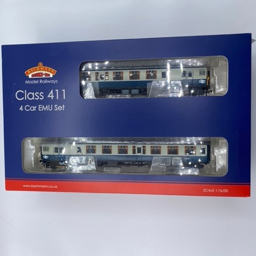 60 - Bachmann 31-427 OO Gauge Class 411 Four Car EMU Set in BR Blue and Grey 7113, No. S61308, S70262, S7... 