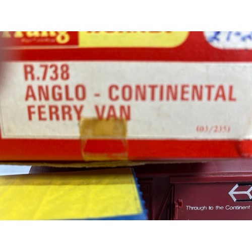 163 - Triang Hornby R738 Anglo Continental Ferry Van boxed with another and other Triang Rolling Stock, R7... 