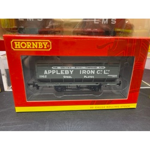 120 - 10 Hornby OO gauge Wagons LMS Livery, Wagons and Boxes appear as new, includes Hornby R6821 Appleby ... 