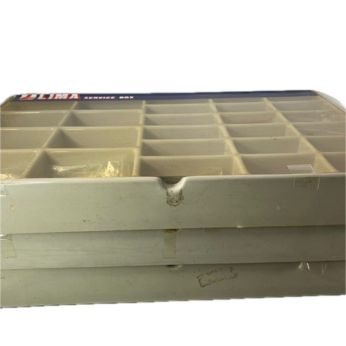 230 - Three Lima Service Boxes made of hard plastic, few spares & screws within - Fair (1) 2500g