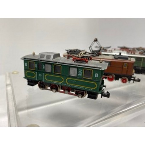 275 - Five Electric Rail Cars and Locomotives 'N Gauge' with Pantographs, Fleischmann Piccolo 7306 Alpine ... 