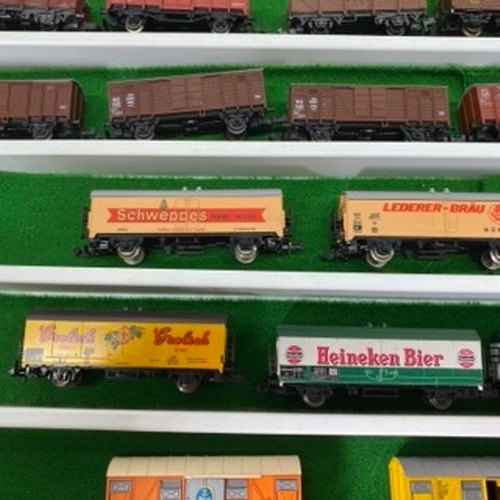 309 - A Vibrant Dealer tray of 'N Gauge' European Freight Wagons,  Mostly European, Includes DB Crane, Rak... 