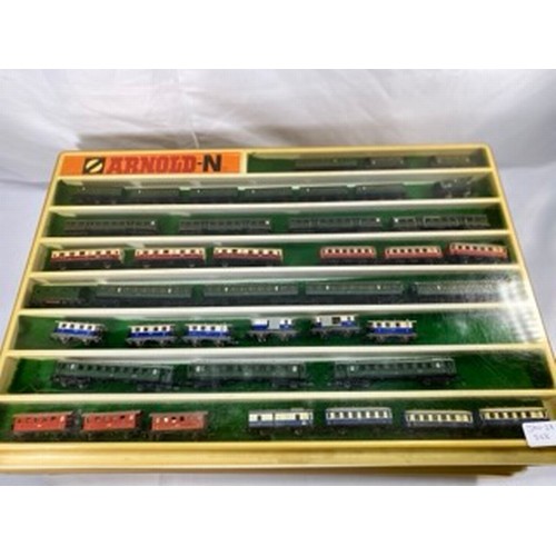311 - A Dealer tray of 'N Gauge' mainly (I suspect all) European Coaches/Cars/Voitures, SNCF, DB and other... 