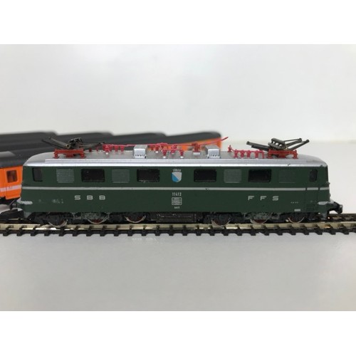 336 - Z Gauge/Scale Marklin mini-club 8850 SBB CFF FFS Swiss Class Ae 6/6 #11412 Electric Locomotive and R... 