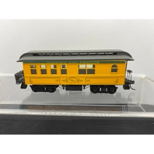 351 - Virginia and Truckee HO Gauge Train consisting of 12 Coaches/Cars, Made from Kits possibly Roundhous... 