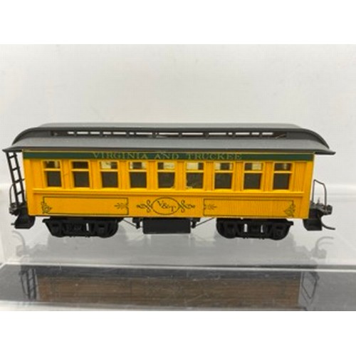 351 - Virginia and Truckee HO Gauge Train consisting of 12 Coaches/Cars, Made from Kits possibly Roundhous... 