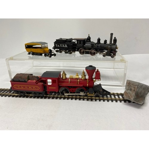 359 - Two Ho Gauge 4-4-0 & 2-4-0 Steam Locomotives Virginia & Trunkee Rail Road and Bachmann Rail-car, Red... 