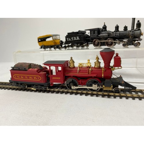 359 - Two Ho Gauge 4-4-0 & 2-4-0 Steam Locomotives Virginia & Trunkee Rail Road and Bachmann Rail-car, Red... 