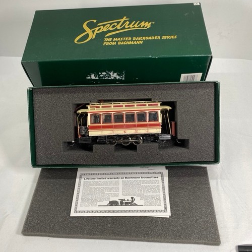 400 - On30 Gauge Closed Street Car Coach enclosing Steam loco with 6 wheels, Street Car appears to be Spec... 