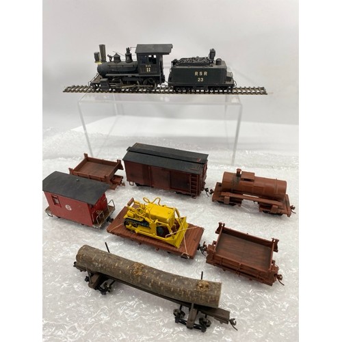 406 - On30 Steam Locomotive and Seven Rolling Stock North American scene, Loco 0-6-0 RSR 23 with tender mo... 