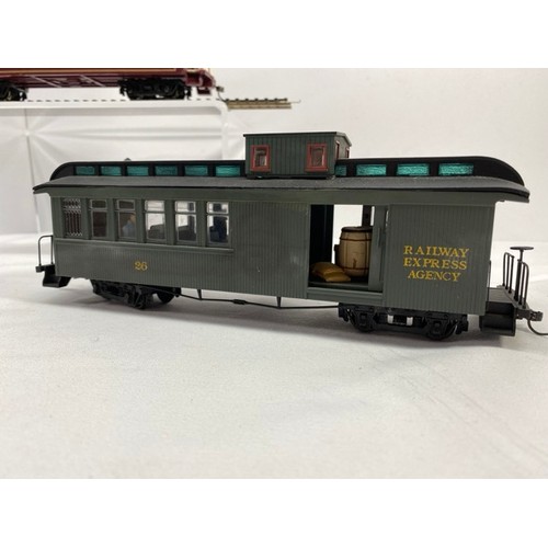 405 - Four On30 Bachmann and kit-built Railway Postal and Passenger coaches, three Bachmann have added acc... 