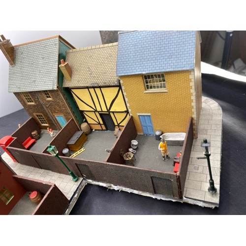 201 - Diorama 'Nipping to the shops' depicting a street corner scene with Butcher, Greengrocers, Tea room ... 