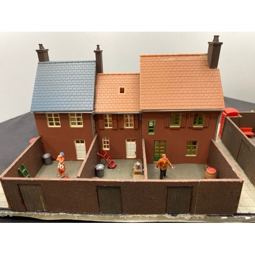 201 - Diorama 'Nipping to the shops' depicting a street corner scene with Butcher, Greengrocers, Tea room ... 