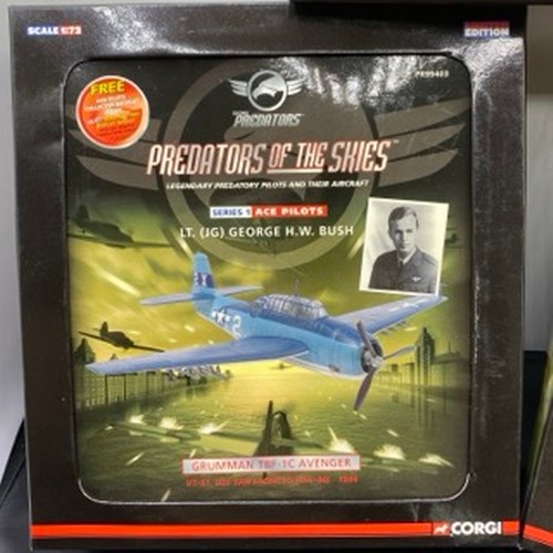 515 - Three Corgi 'Predators of the Skies' limited edition series die-cast planes includes, Lt George H.W.... 