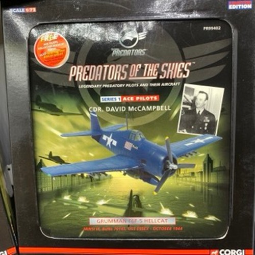 515 - Three Corgi 'Predators of the Skies' limited edition series die-cast planes includes, Lt George H.W.... 