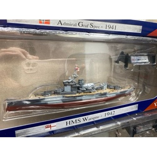 524 - Nine Die-Cast Ships, Six Warships of WWII 1:1000 Scale plus Three Atlas/DeAgostini, includes Admiral... 