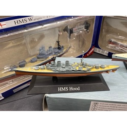 524 - Nine Die-Cast Ships, Six Warships of WWII 1:1000 Scale plus Three Atlas/DeAgostini, includes Admiral... 