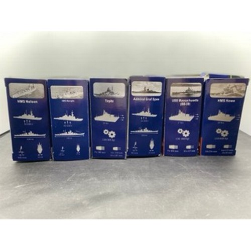 524 - Nine Die-Cast Ships, Six Warships of WWII 1:1000 Scale plus Three Atlas/DeAgostini, includes Admiral... 