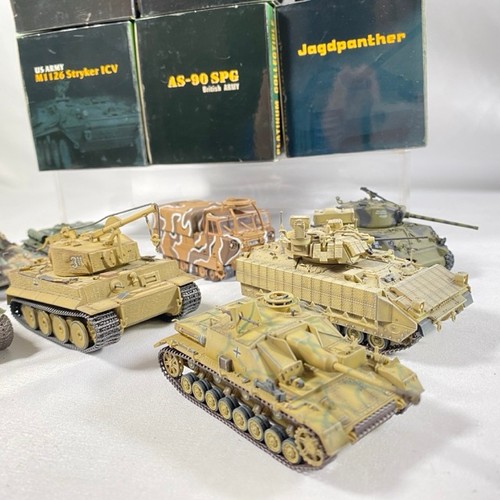 538 - 16 Easy Model (Ground Armor) tanks and military vehicles fully assembled & painted polystyrene displ... 