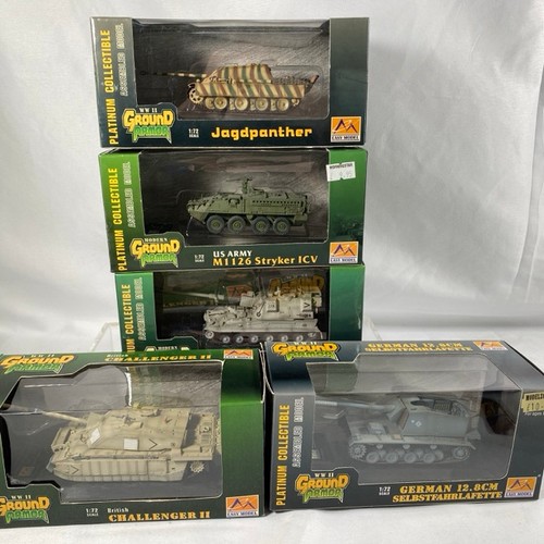 538 - 16 Easy Model (Ground Armor) tanks and military vehicles fully assembled & painted polystyrene displ... 