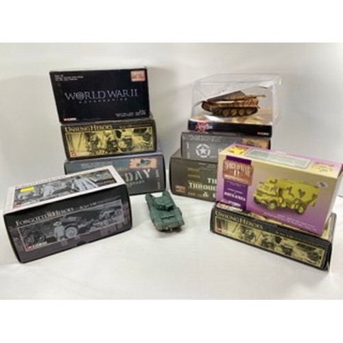 540 - Ten Corgi 1:50 scale military vehicles and tanks, all boxed except Corgi CC60103 Churchill Tank, als... 