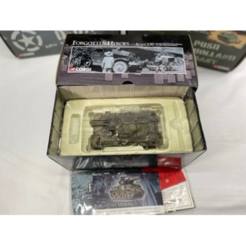 540 - Ten Corgi 1:50 scale military vehicles and tanks, all boxed except Corgi CC60103 Churchill Tank, als... 