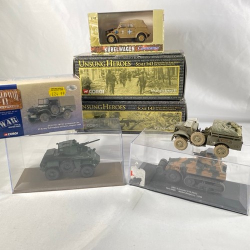 549 - 7 1:43 scale military vehicles and tanks, including Corgi US51101 M113 ACAV US army, Corgi 50101 M15... 