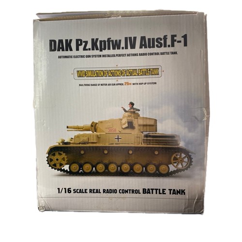 558 - Heng Long 1/16 rc tank DAK Pz.Kpfw.lV Ausf.F Remote Controlled Panzer tank shooter, Tested Working, ... 