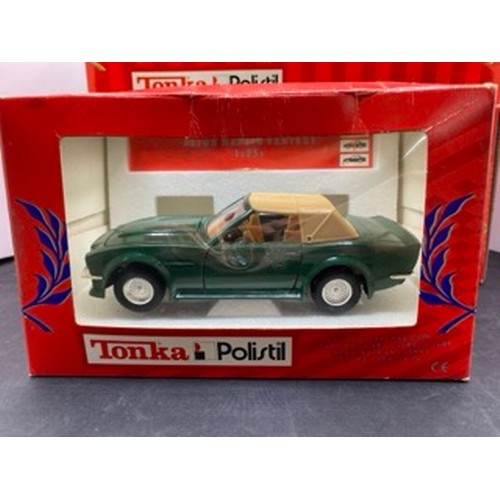 Three Tonka Polistil 1:16 Sports car models and 1:25 Aston Martin