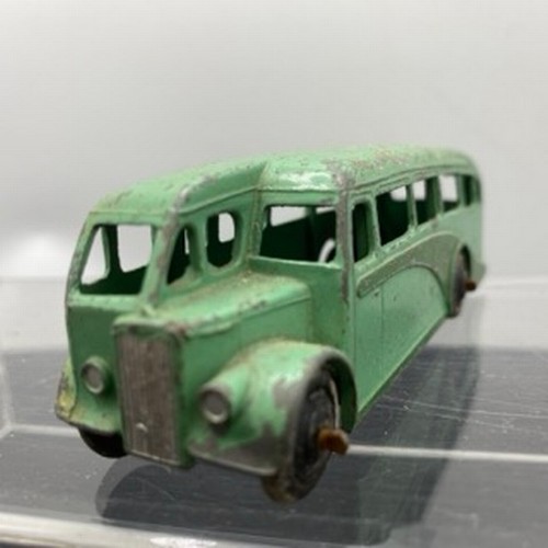 565 - Ten Dinky Toys Bus and Coaches, Dinky Toys 29c Double Decker Bus Red/Cream Owner name etched on base... 