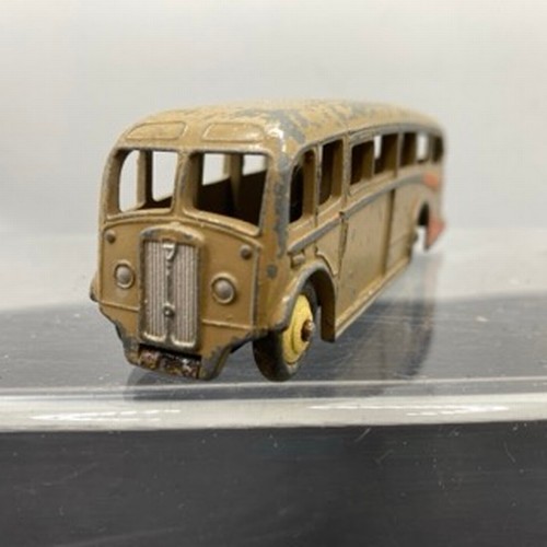 565 - Ten Dinky Toys Bus and Coaches, Dinky Toys 29c Double Decker Bus Red/Cream Owner name etched on base... 