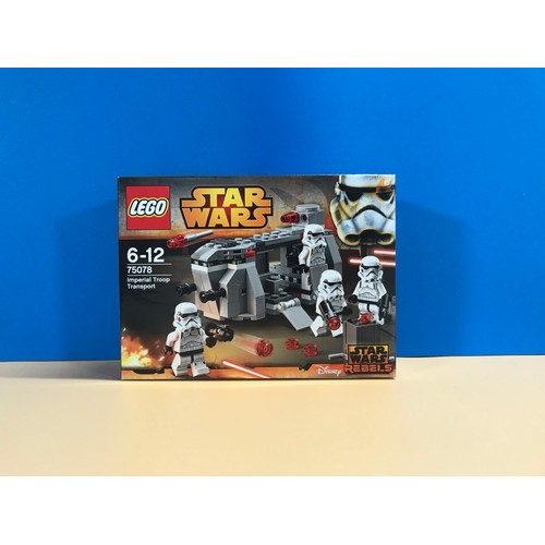 670 - Four Lego Star Wars sets 75078 Imperial Troop Transport, 75079 Shadow Troopers, 75089 Geonosis Troop... 