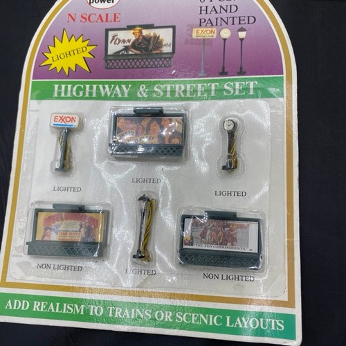 374 - Model Power N gauge Highway & Street set together with Sitting People (carded) - Very Good & cards V... 