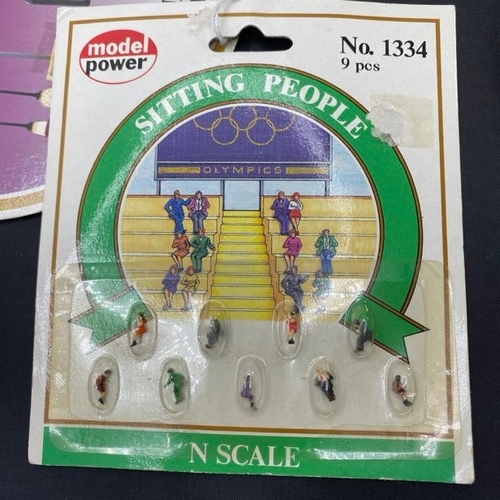 374 - Model Power N gauge Highway & Street set together with Sitting People (carded) - Very Good & cards V... 