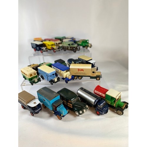 10 - 24 vintage appearance die-cast & plastic cars, wagons and lorries with private owner signage to incl... 