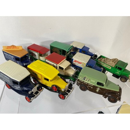 10 - 24 vintage appearance die-cast & plastic cars, wagons and lorries with private owner signage to incl... 