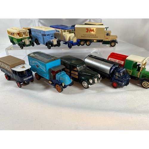 10 - 24 vintage appearance die-cast & plastic cars, wagons and lorries with private owner signage to incl... 