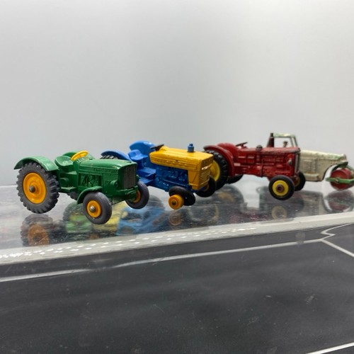 12 - 28 die-cast play-worn Lesney vehicles, plus two petrol pumps, also Mighty Midget Benbros milk cart (... 