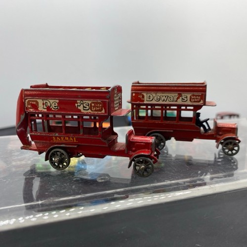 12 - 28 die-cast play-worn Lesney vehicles, plus two petrol pumps, also Mighty Midget Benbros milk cart (... 