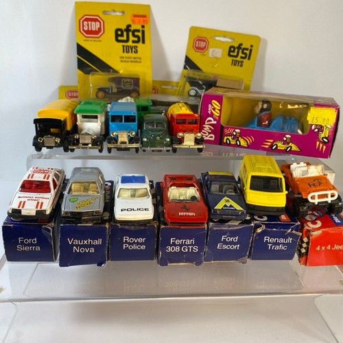 13 - 13 Die-cast Corgi vehicles along with 5 carded Efsi vehicles and Bump & Go Brooke Bond PG tips vehic... 