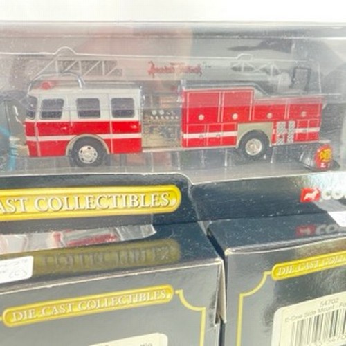 14 - 6 Corgi US Fire Vehicles, E-One Top Mount Seattle 54802, E-One Side Mount Seattle 54702, E-One 75' L... 