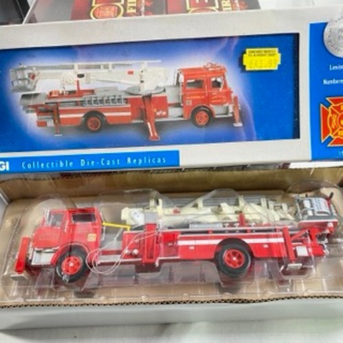 14 - 6 Corgi US Fire Vehicles, E-One Top Mount Seattle 54802, E-One Side Mount Seattle 54702, E-One 75' L... 