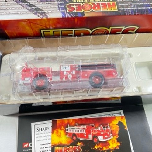 14 - 6 Corgi US Fire Vehicles, E-One Top Mount Seattle 54802, E-One Side Mount Seattle 54702, E-One 75' L... 