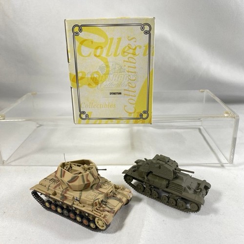 105 - 2 Matchbox tanks and another die-cast tank un-marked, Wirbelwind FlakPZ IV Dinky DYM37582 (one gun m... 