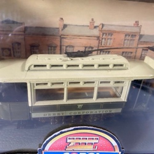 16 - 4 Corgi Tramlines 1:72 Trams, C990/1 Southampton Corporation Tramways single-deck, C990/3 Derby Corp... 