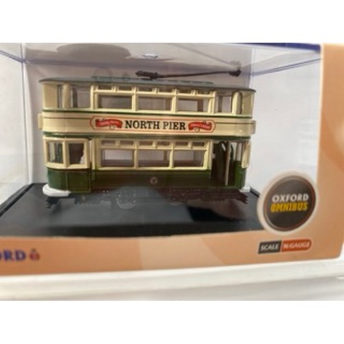 18 - 6 Oxford Omnibus Diecast N-Gauge trams, NTR001 London Transport Tram, NTR002 Birmingham Tram, NTR003... 