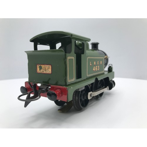 213 - Hornby 0 Gauge early 6 volt electric LNER 463 0-4-0 Tank loco, 3-rail electric, Boxed, Green Pre-war... 